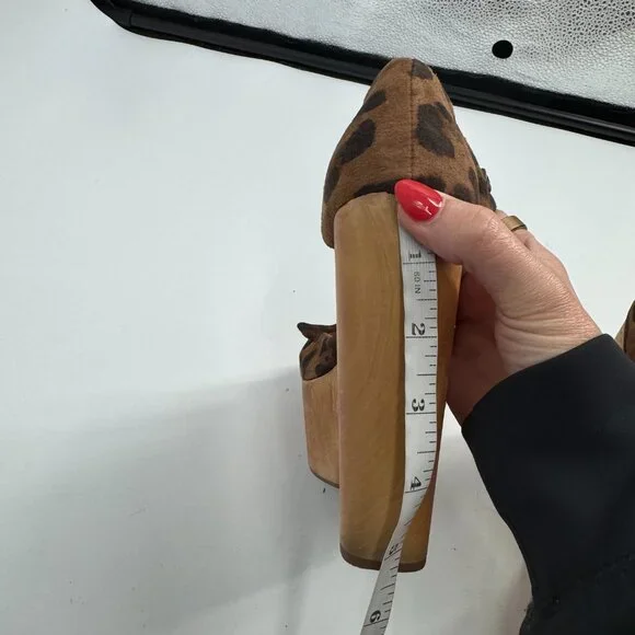 Jeffrey Campbell Daisy D Leopard Print Wood Platform Wedges - Size 7M - Picture 10 of 11